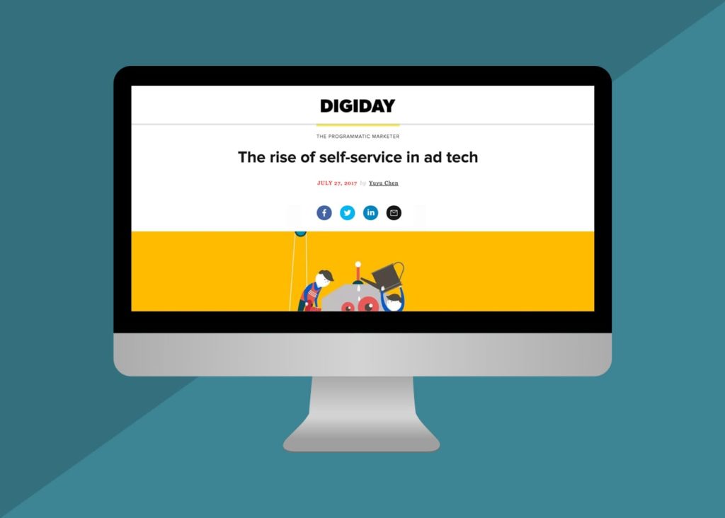 Digiday website featuring a Choozle Article titled, The rise of self-service in ad tech