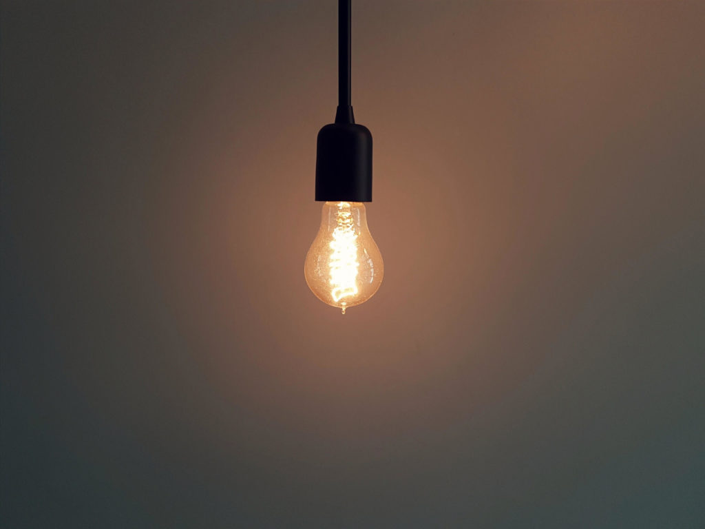 lightbulb in a dark room