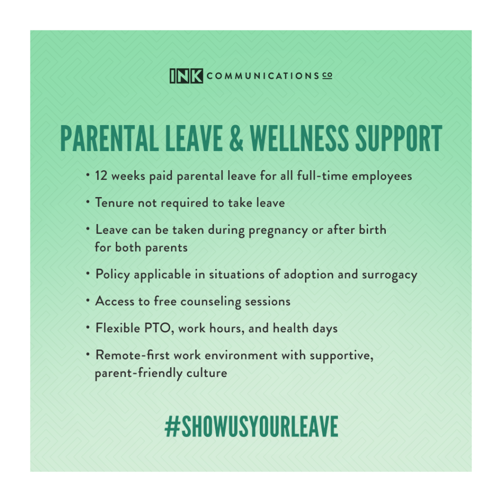 INK's #ShowUsYourLeave graphic for theSkimm's campaign emphasizing transparency and employee mental wellness.