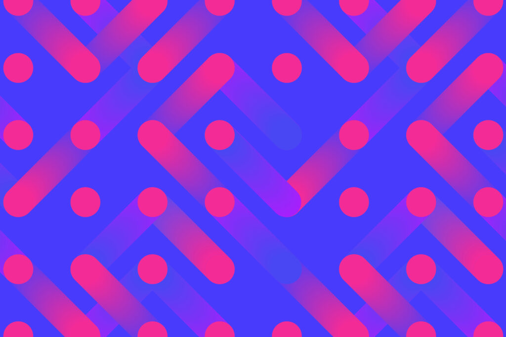 Pink dots connected to each other on a blue background, representing movement through a marketing funnel strategy.